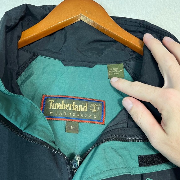 Timberland Weathergear Mens Large Black Teal Full Zip Hooded Waterproof - Size L - Picture 4 of 6